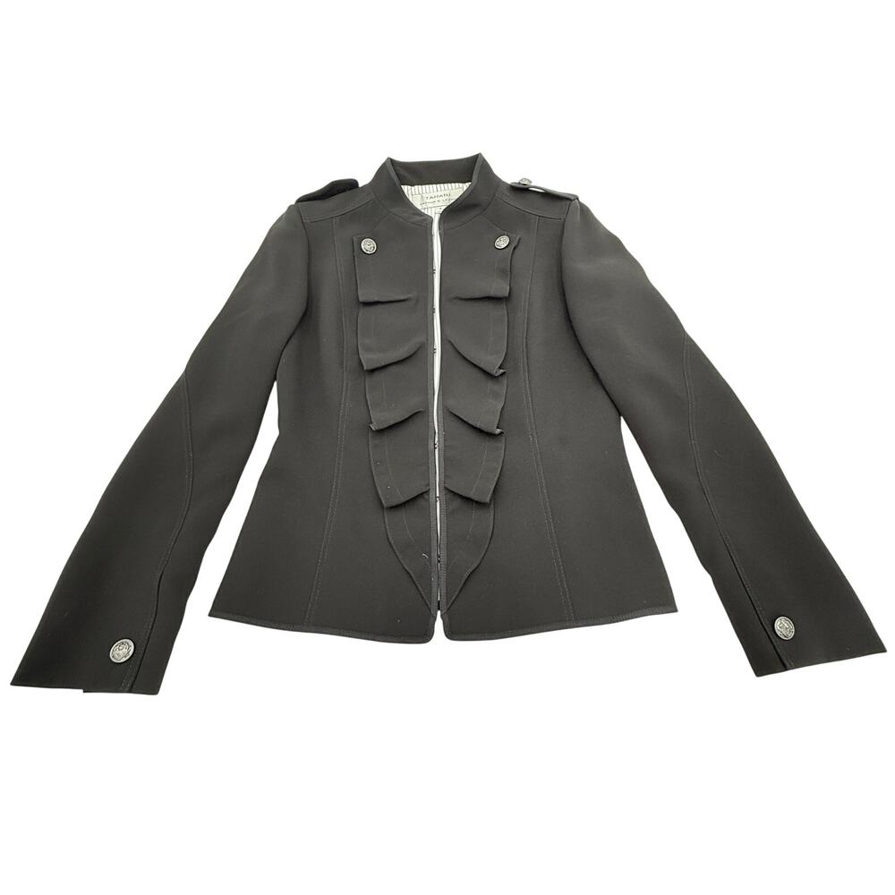 Tahari Military Ruffle Button Front Jacket